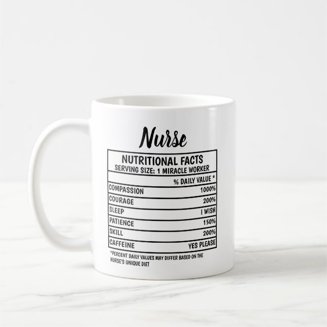 Funny Nurse Ernährungswert Geschenk Kaffee Tasse (Links)