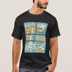 Funny Nurse Halloween Blue Tile T-Shirt