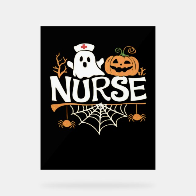 Funny Nurse Halloween Ghost Design Essential T-Shi Acrylschild (Vorderseite)