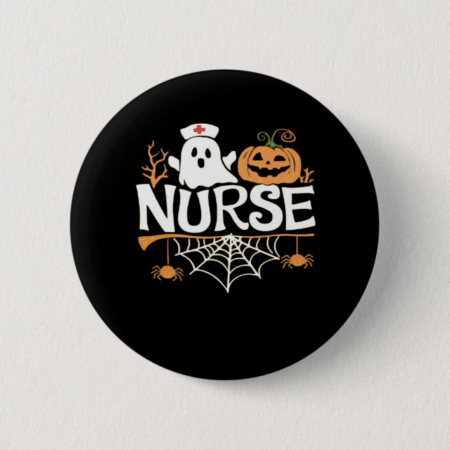Funny Nurse Halloween Ghost Design Essential T-Shi Button (Vorderseite)