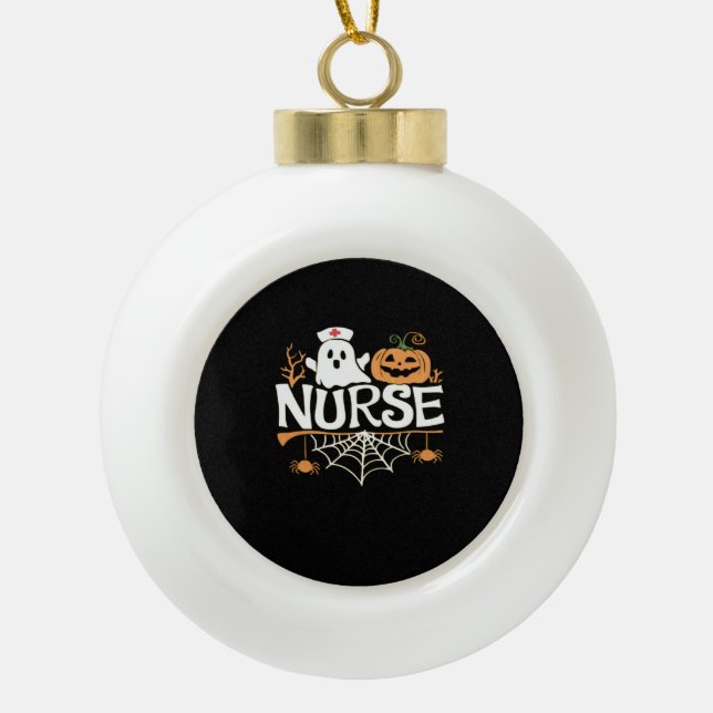 Funny Nurse Halloween Ghost Design Essential T-Shi Keramik Kugel-Ornament (Vorderseite)