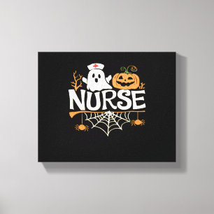 Funny Nurse Halloween Ghost Design Essential T-Shi Leinwanddruck