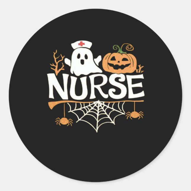 Funny Nurse Halloween Ghost Design Essential T-Shi Runder Aufkleber (Vorderseite)