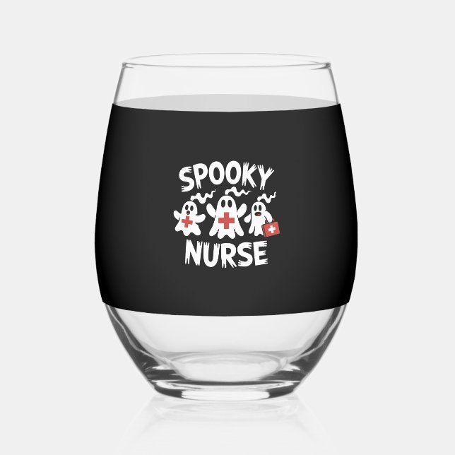 Funny Nurse Halloween Weinglas Ohne Stiel (Vorderseite)
