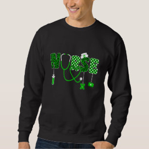 Funny Nurse Kleeblatt St Patrick S Day Irish Leopa Sweatshirt