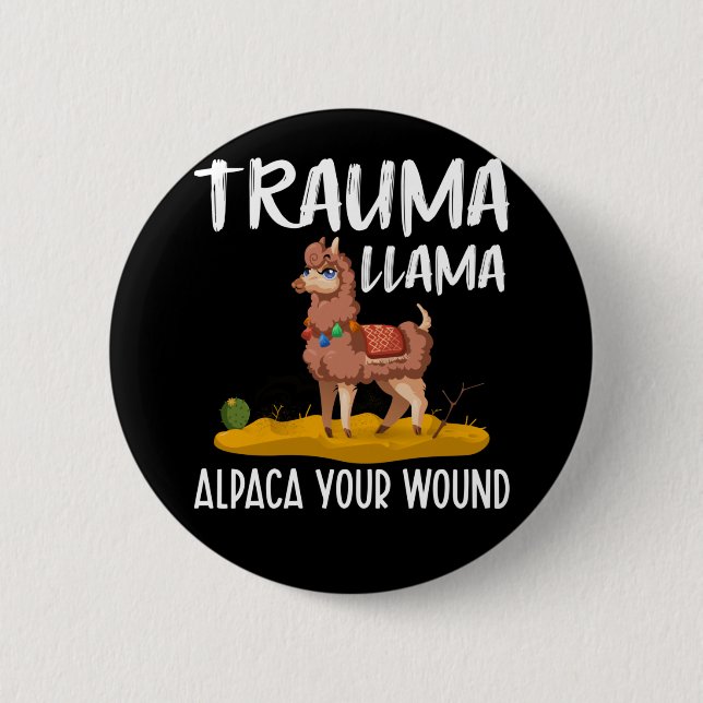 Funny Nurse Llama Joke Button (Vorderseite)