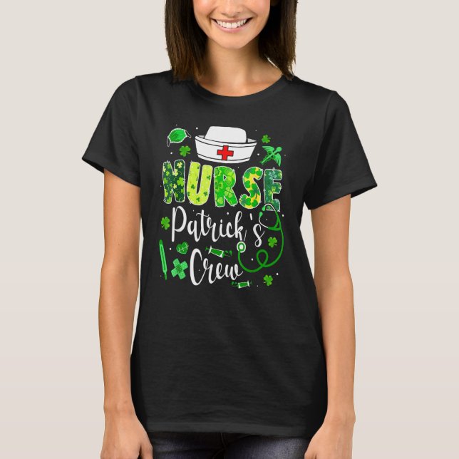 Funny Nurse Patricks Crew St Patricks Day Stethosc T-Shirt (Vorderseite)