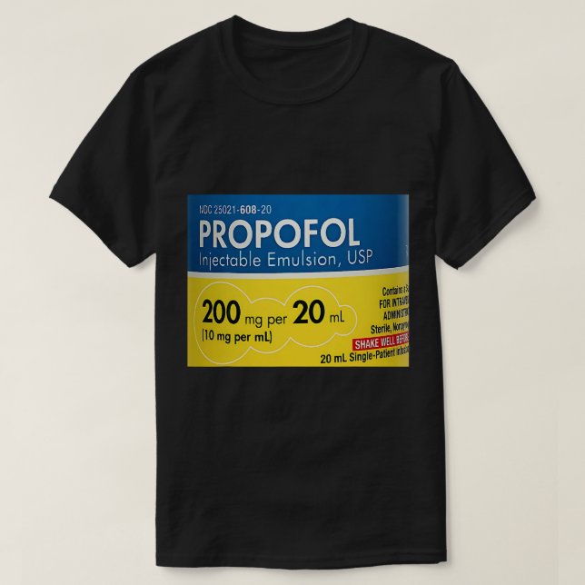 Funny Nurse Pharmacy Halloween Propofol Injektiv T-Shirt (Design vorne)