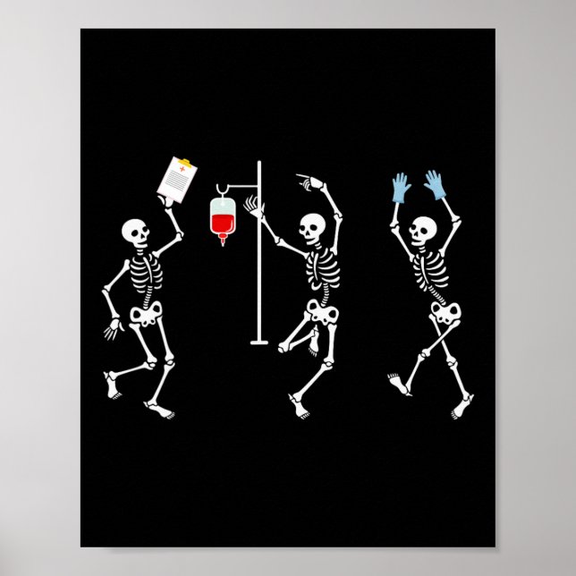 Funny Nurse Skeleton Halloween Skeleton Kostüm Poster (Vorne)