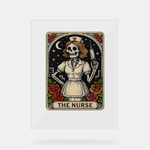 Funny Nurse Skeleton Tarot Card Halloween Nurse Acrylschild