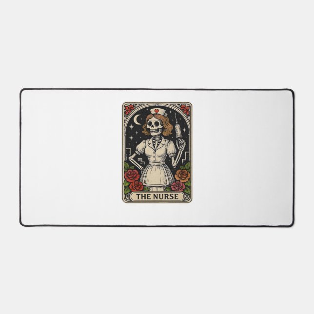 Funny Nurse Skeleton Tarot Card Halloween Nurse Schreibtischunterlage (Vorderseite)