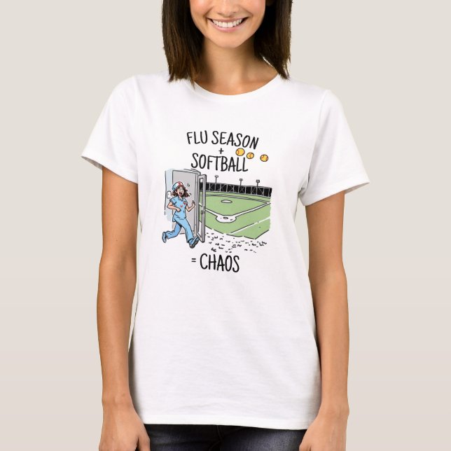 Funny Nurse Softball Mama T-Shirt (Vorderseite)