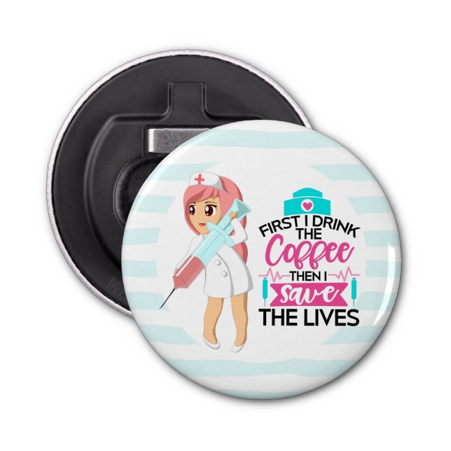 Funny Nurse Sprichwort mit Big Hypodermic Needle Flaschenöffner (Vorderseite)