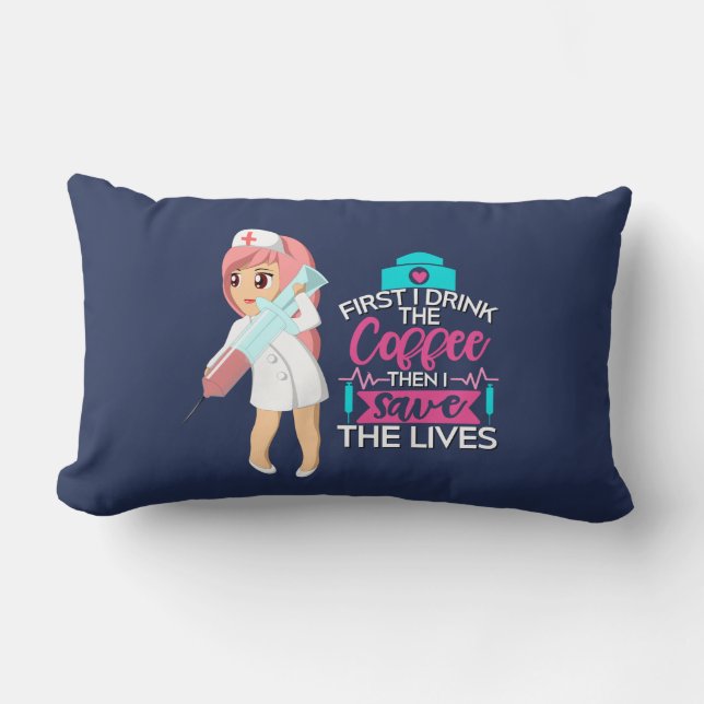 Funny Nurse Sprichwort mit Big Hypodermic Needle Lendenkissen (Vorderseite)