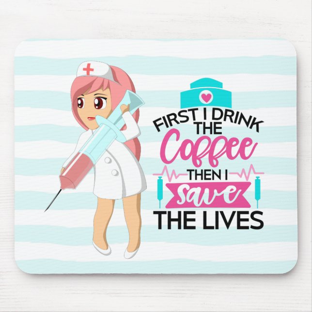 Funny Nurse Sprichwort mit Big Hypodermic Needle Mousepad (Vorne)