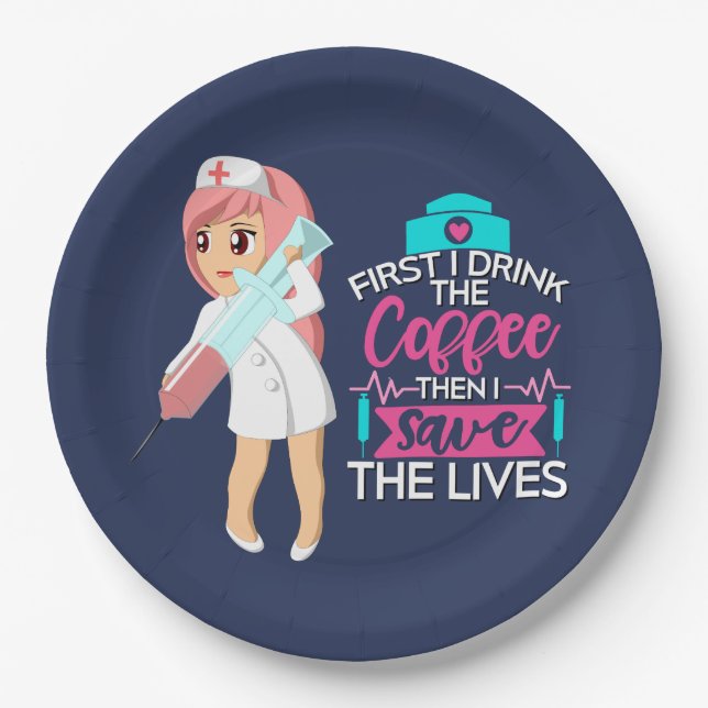 Funny Nurse Sprichwort mit Big Hypodermic Needle Pappteller (Vorderseite)