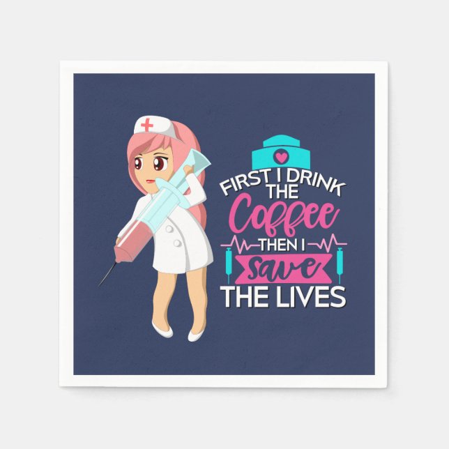 Funny Nurse Sprichwort mit Big Hypodermic Needle Serviette (Vorderseite)