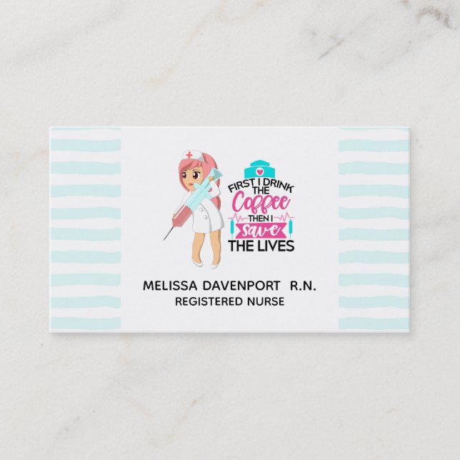 Funny Nurse Sprichwort mit Big Hypodermic Needle Visitenkarte (Vorderseite)