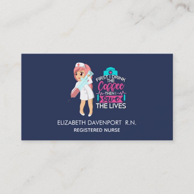 Funny Nurse Sprichwort mit Big Hypodermic Needle Visitenkarte (Vorderseite)