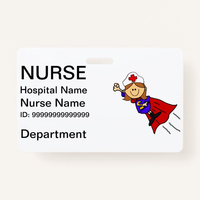 Funny Nurse Superhero ID Abzeichen Ausweis (Vorderseite)