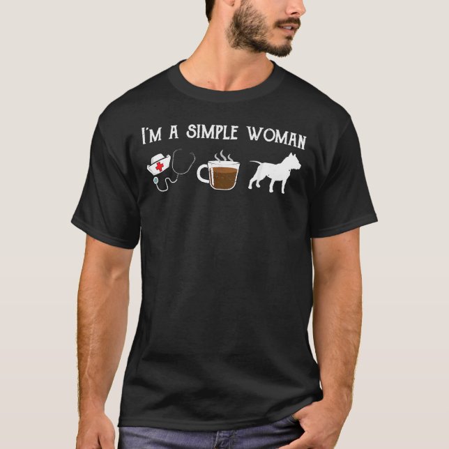 Funny Nurse Tee Kaffee Lover Niedlich Pitbull Dog  (Vorderseite)
