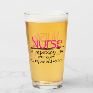 Funny Nurse und Bierwörter Glas