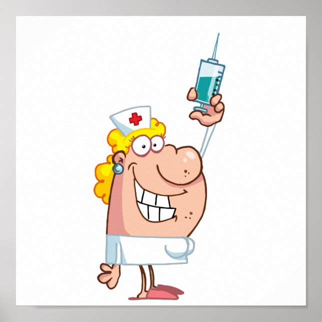 Funny Nurse-with-spritze-shot Poster (Vorne)