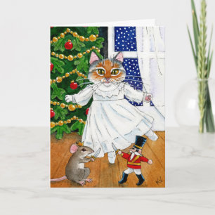 Funny Nutcracker Cat Christmas Ballet Karte