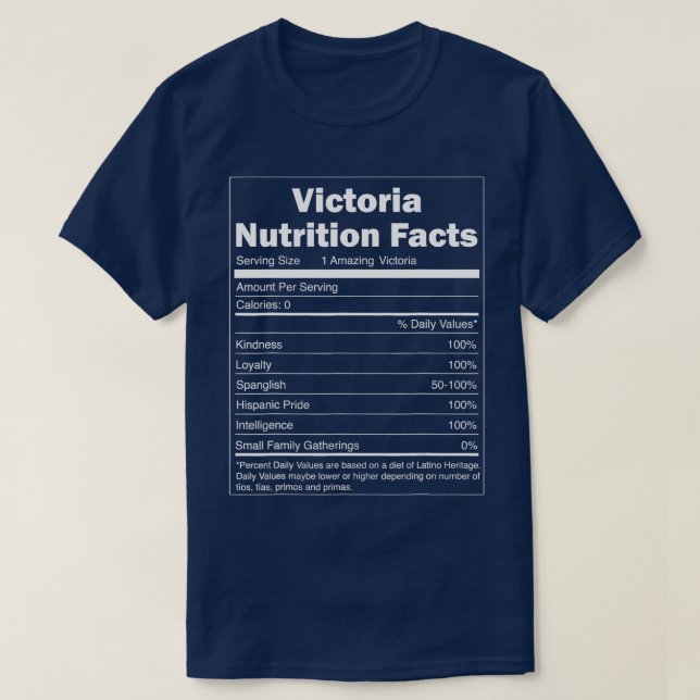 Funny Nutrition Fakten Nachname Design Victoria T-Shirt (Design vorne)