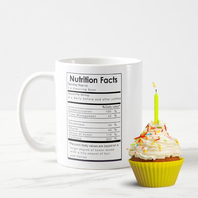 Funny Nutritional Facts of a Great BOSS Gift Kaffeetasse (Von Creator hochgeladen)