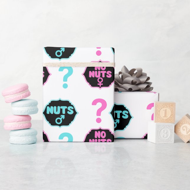 Funny Nuts or No Nuts Pink & Blue Gender Reveal Geschenkpapier (Babyparty)