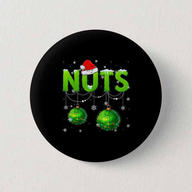 Funny Nuts Santa Hat Christmas Xmas Men Women  Button (Vorderseite)