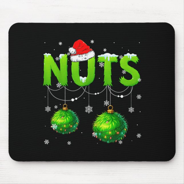 Funny Nuts Santa Hat Christmas Xmas Men Women  Mousepad (Vorne)