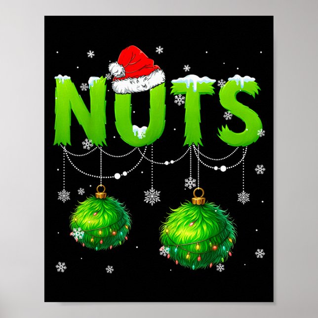 Funny Nuts Santa Hat Christmas Xmas Men Women  Poster (Vorne)