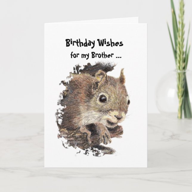 Funny, Nutty Brother Birthday Squirrel Card Karte (Vorderseite)