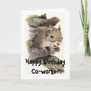 Funny, Nutty Co-Worker Birthday Squirrel Card Karte