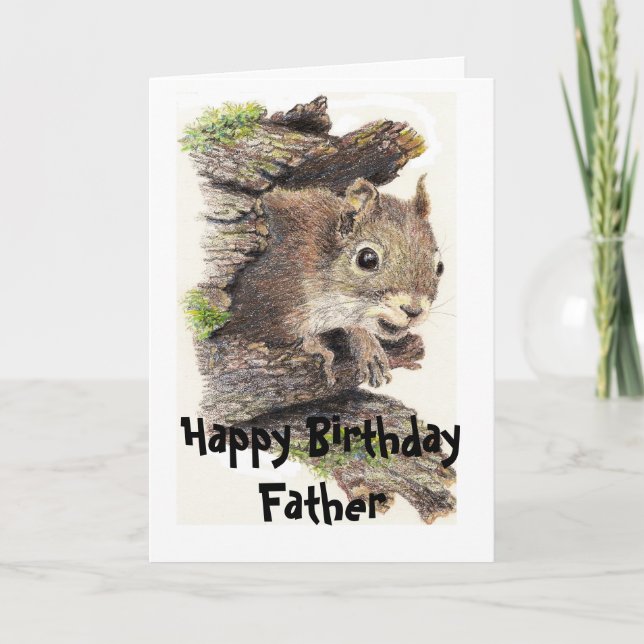 Funny, Nutty Father Birthday Squirrel Card Karte (Vorderseite)