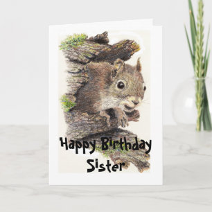 Funny, Nutty Sister Birthday Squirrel Card Karte