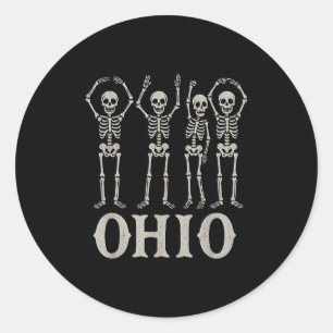 Funny O-h-i-o Staat Skeleton Ohio Halloween Vintag Runder Aufkleber