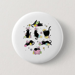 Funny Oaster Black Cat Ostertag Katze Ei Button