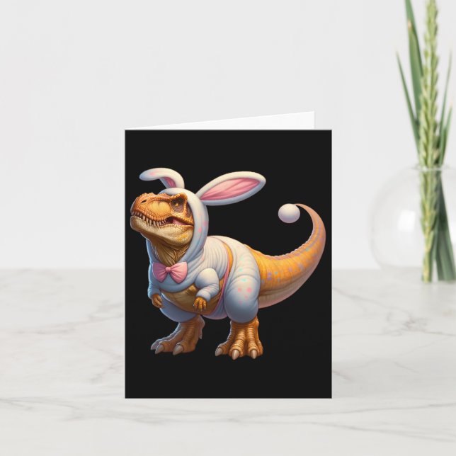 Funny Oaster Bunny Dinosaur T-rex Apparel Uni-adul Karte (Vorderseite)