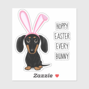 Funny Oaster Bunny Dog Black and Tan Dackel Aufkleber