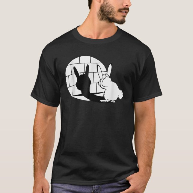 Funny Oaster Bunny Heavy Metal Fan Devil Horns T-Shirt (Vorderseite)