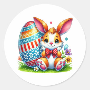 Funny Oaster Bunny Runder Aufkleber