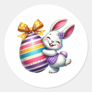 Funny Oaster Bunny Runder Aufkleber