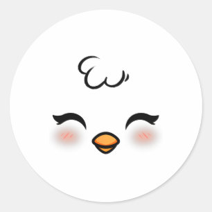 Funny Oaster Chick Face Kostüm Halloween Jungs Kin Runder Aufkleber