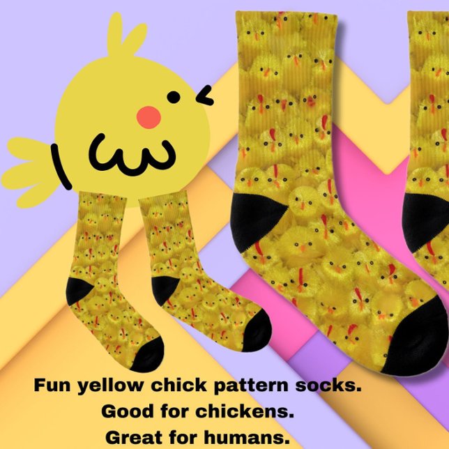 Funny Oaster Chick Muster Bright Yellow Modern Socken (These fun yellow baby chick pattern socks are bold, modern + cute! A perfect Easter or spring gift!)