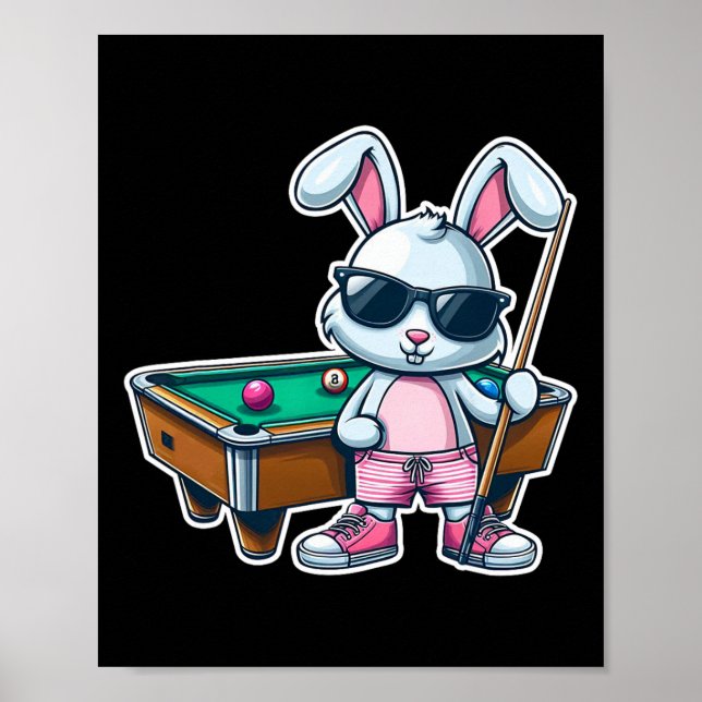 Funny Oaster Day Bunny Dunkel Billiards Jungs Kind Poster (Vorne)