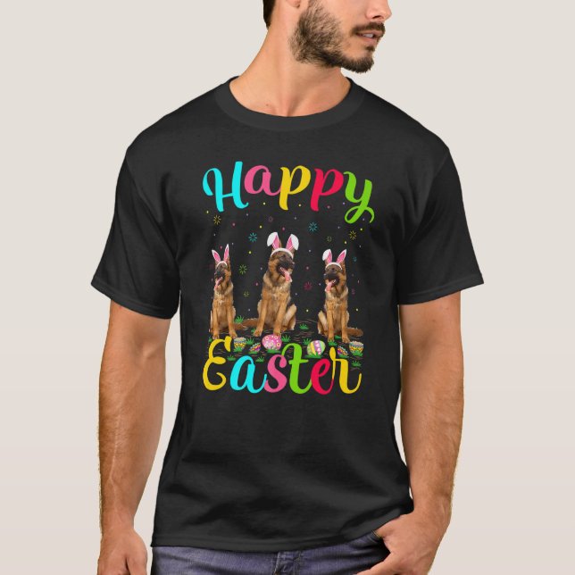 Funny Oaster Egg Bunny German Shepherd Happy E T-Shirt (Vorderseite)