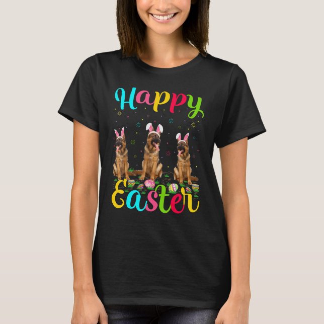 Funny Oaster Egg Bunny German Shepherd Happy E T-Shirt (Vorderseite)